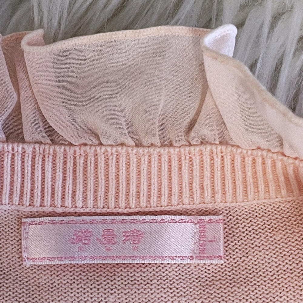 Ballerina pink/peach chiffon & cotton blend knit l/s top - Picture 14 of 16